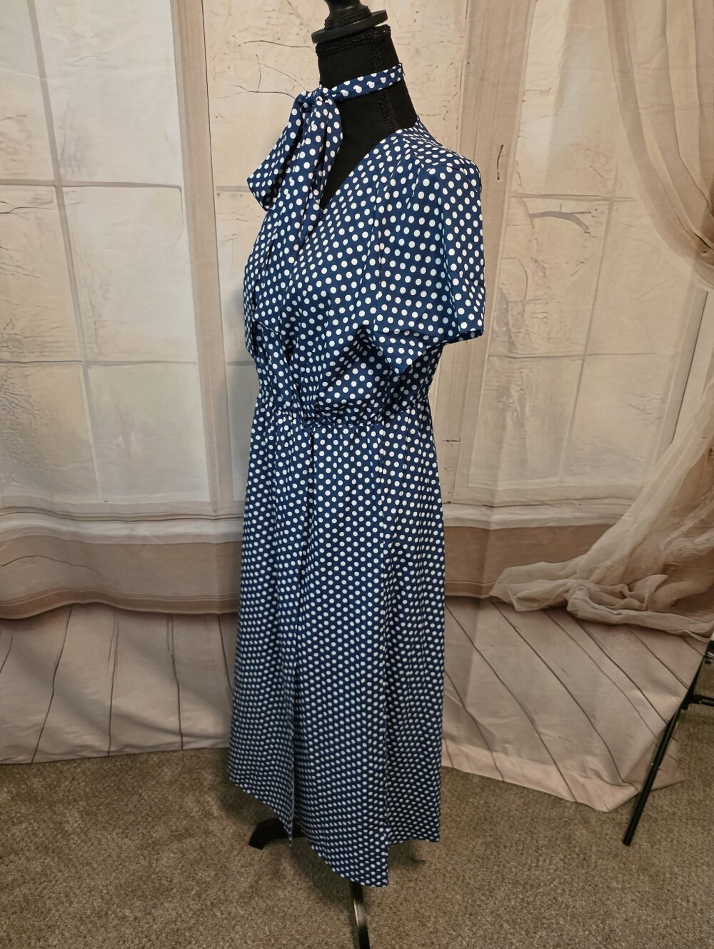 Kohl's Blue Polka Dot Short-Sleeve Maxi Dress - Picture 2 of 7